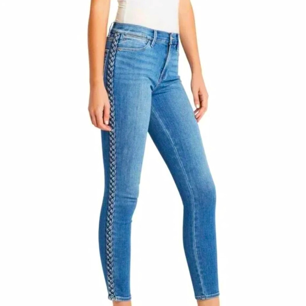 FRAME Le High Skinny Braided Jean Sandbar Wash—size 26